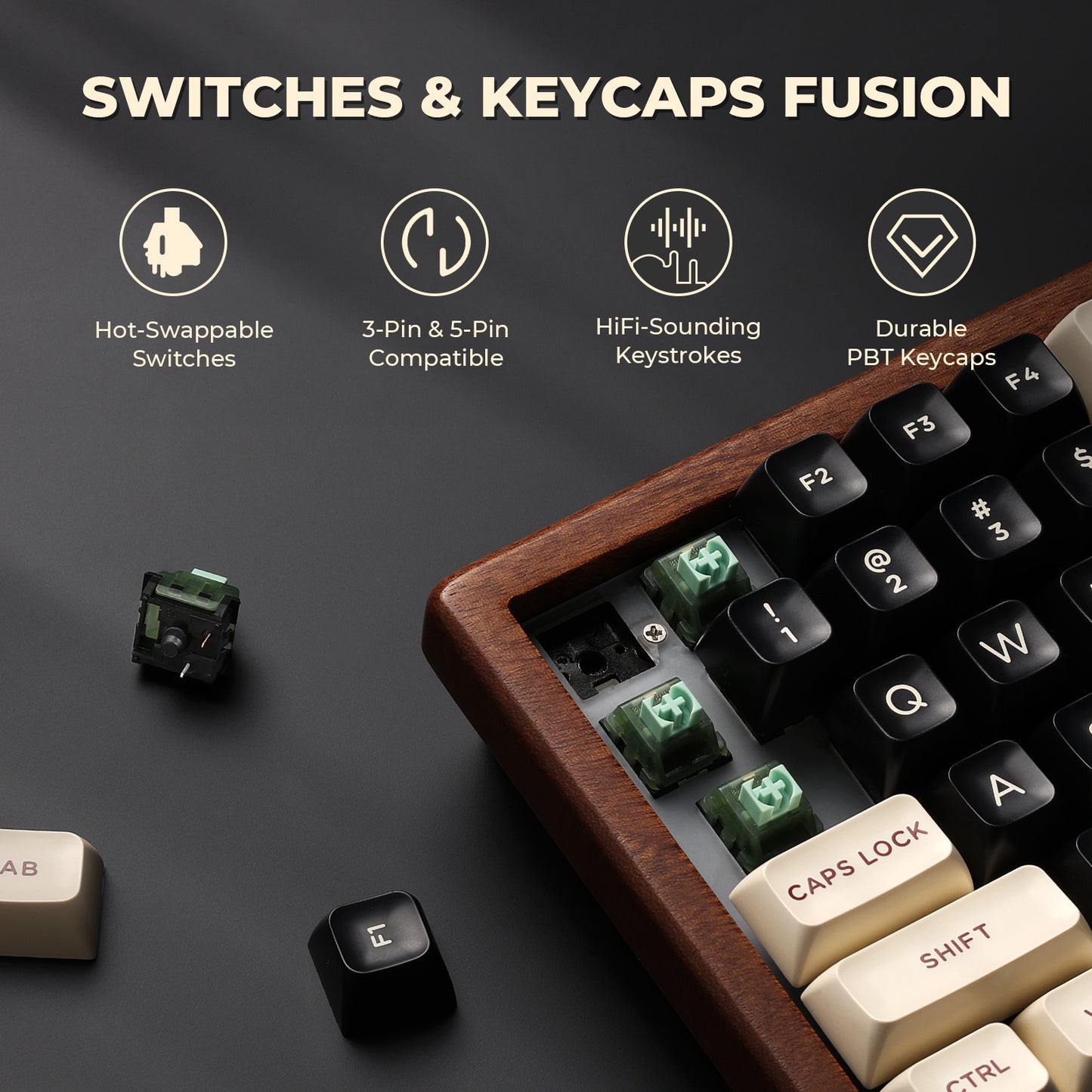 WK84 Wired Wooden Mechanical Keyboard