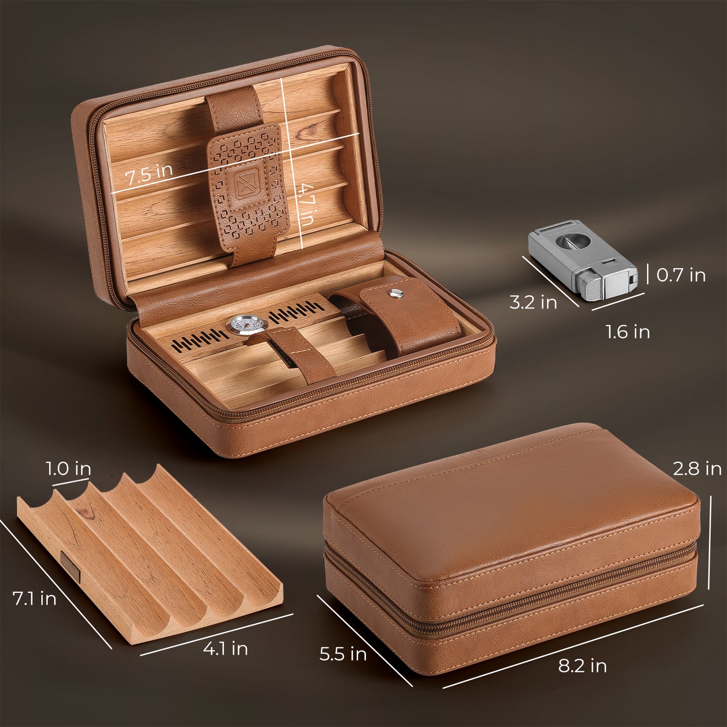 PR-5041 Portable Travel Cigar Humidor Case