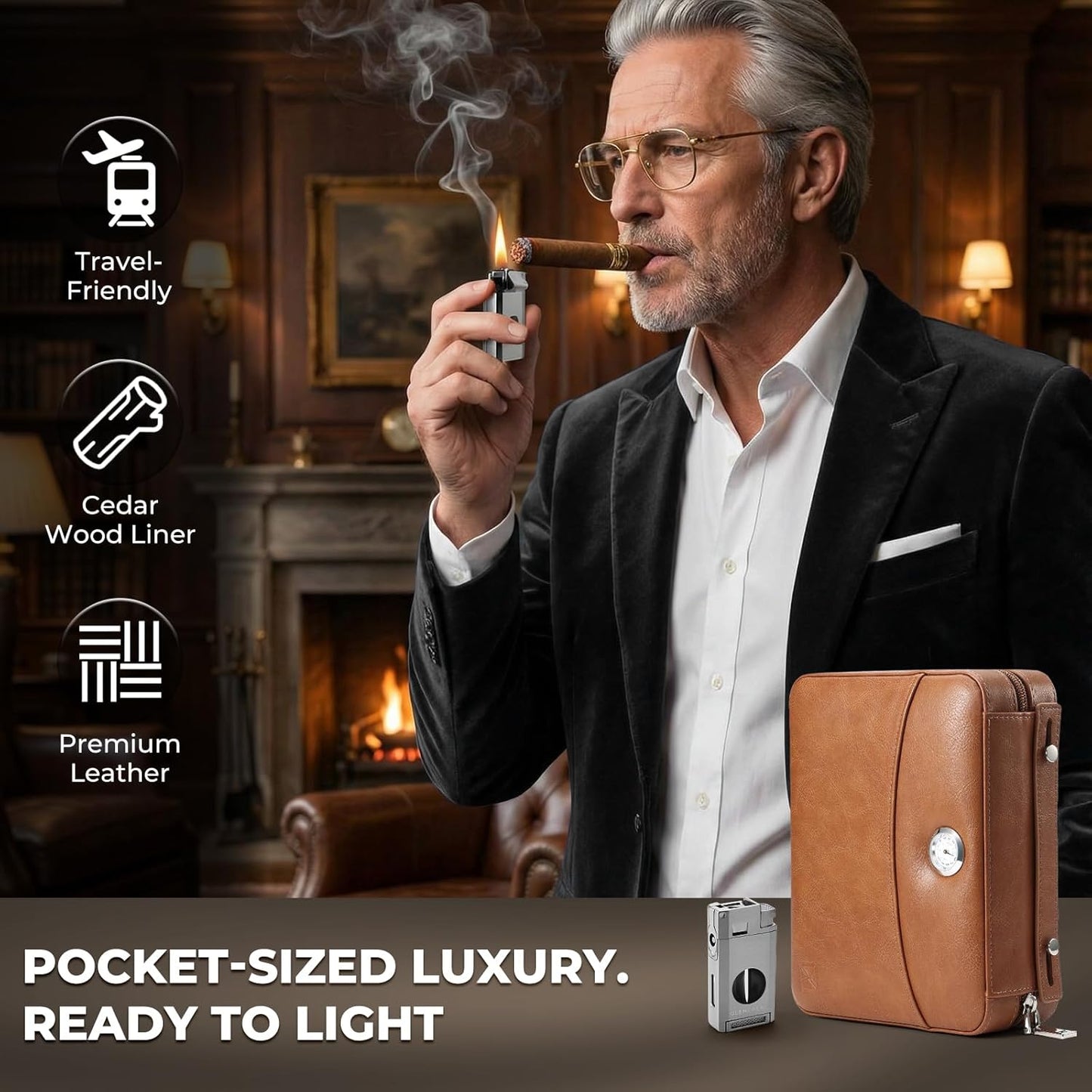 Pocket-sized cigar humidor bag is ready to light