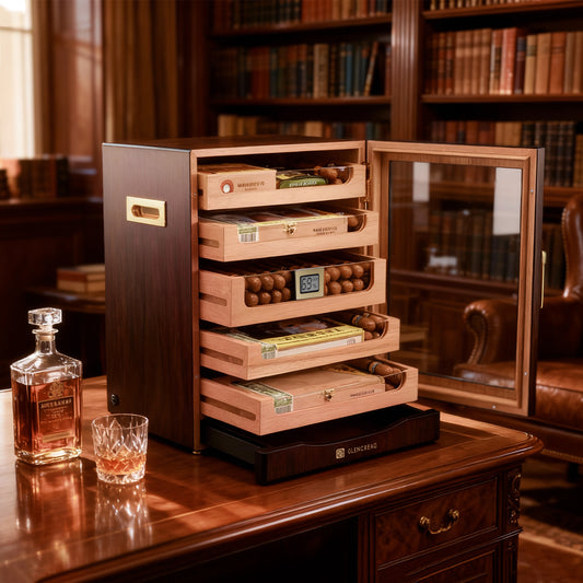 MET-1031PM LED Cigar Humidor Cabinet at a library setting