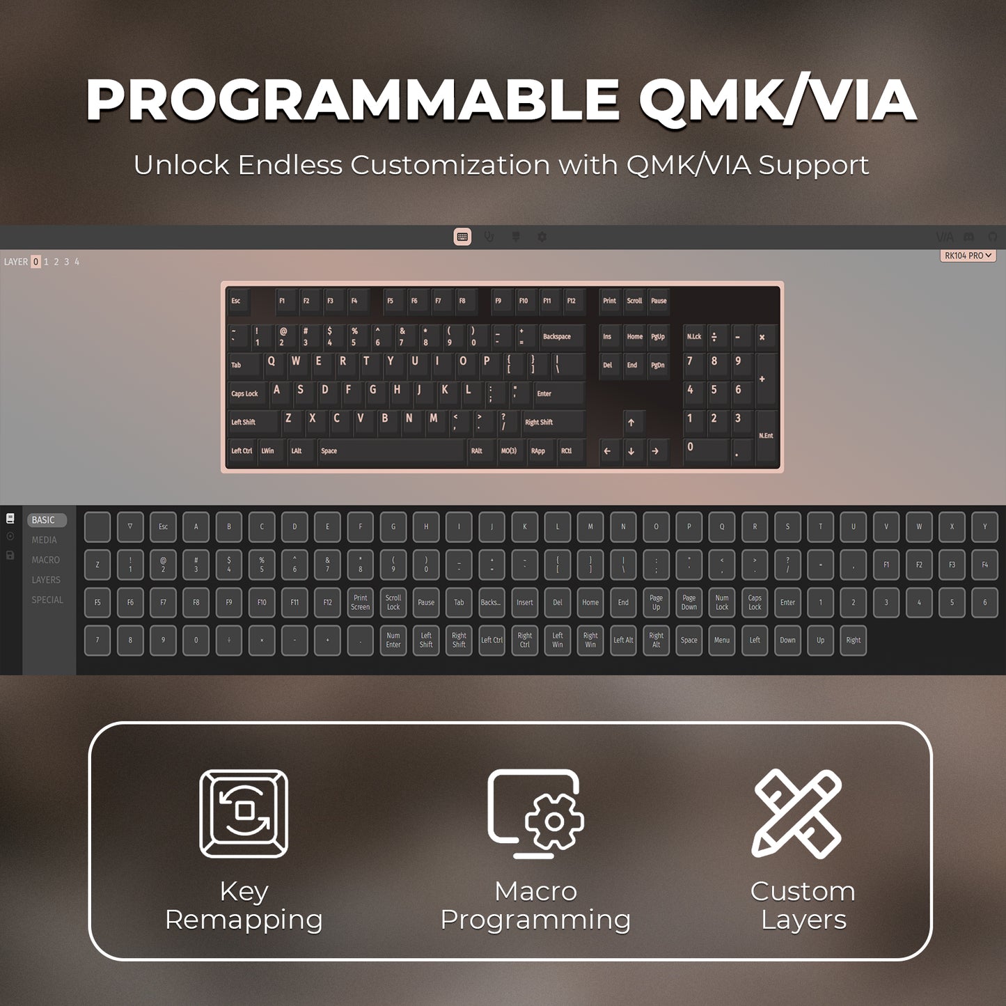 RK104-Q Programmable Wired Retro Mechanical Keyboard