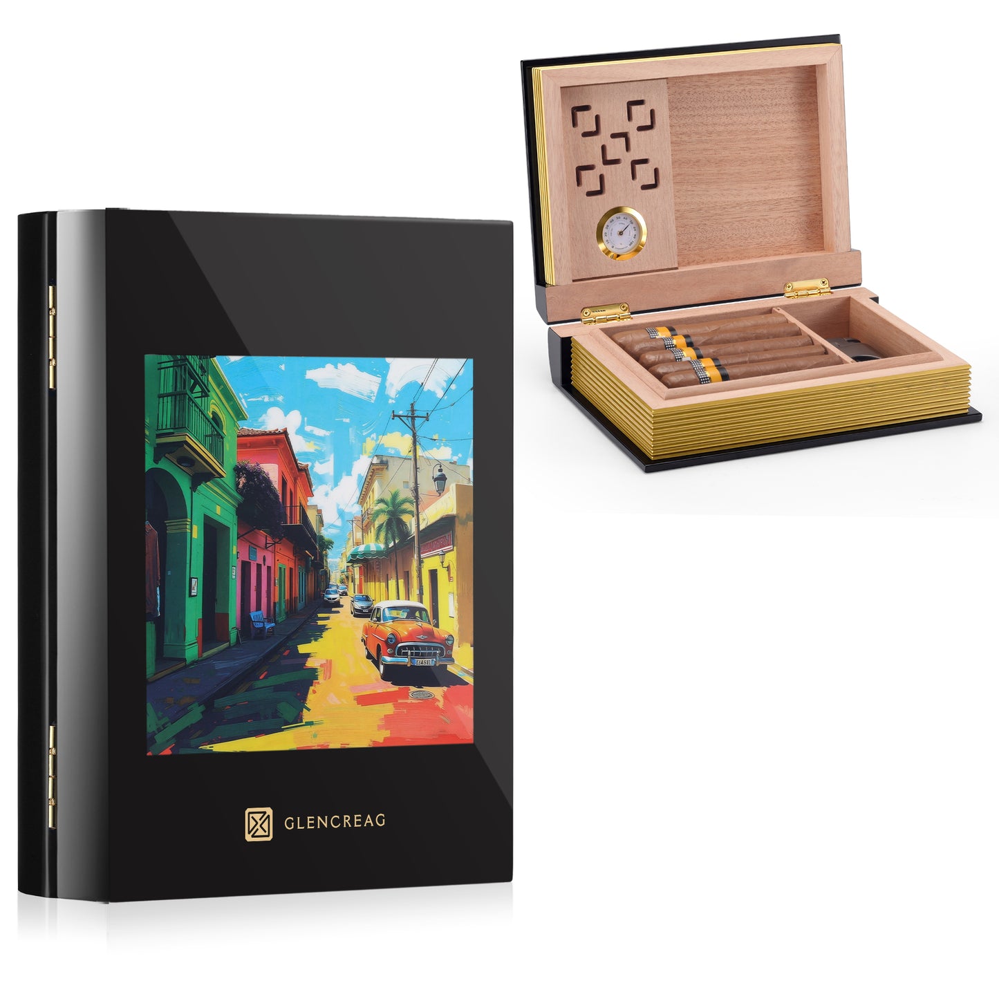 L26S Book-style Cigar Humidor Box, 10-12 Cigars
