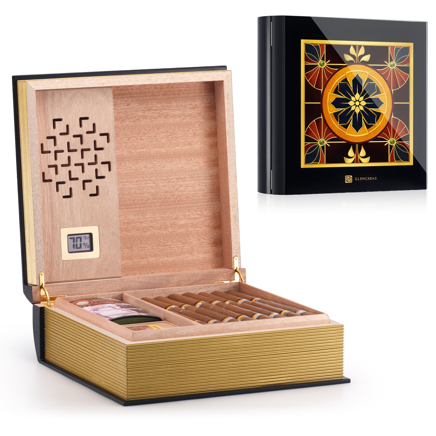L26L Book-style Spanish Cedar Humidor Box, 80 Counts
