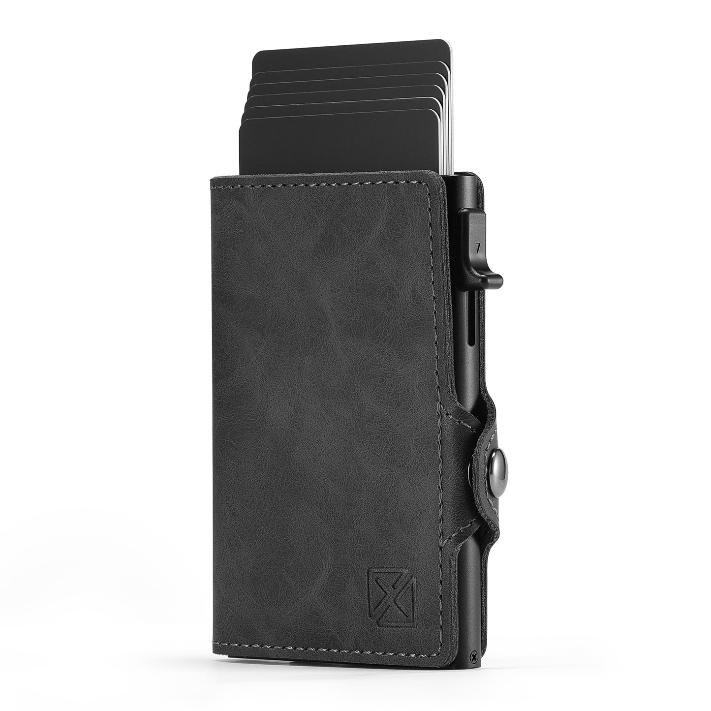 Men's Pop-Up Slim Wallet, PU Leather (Dark Gray)