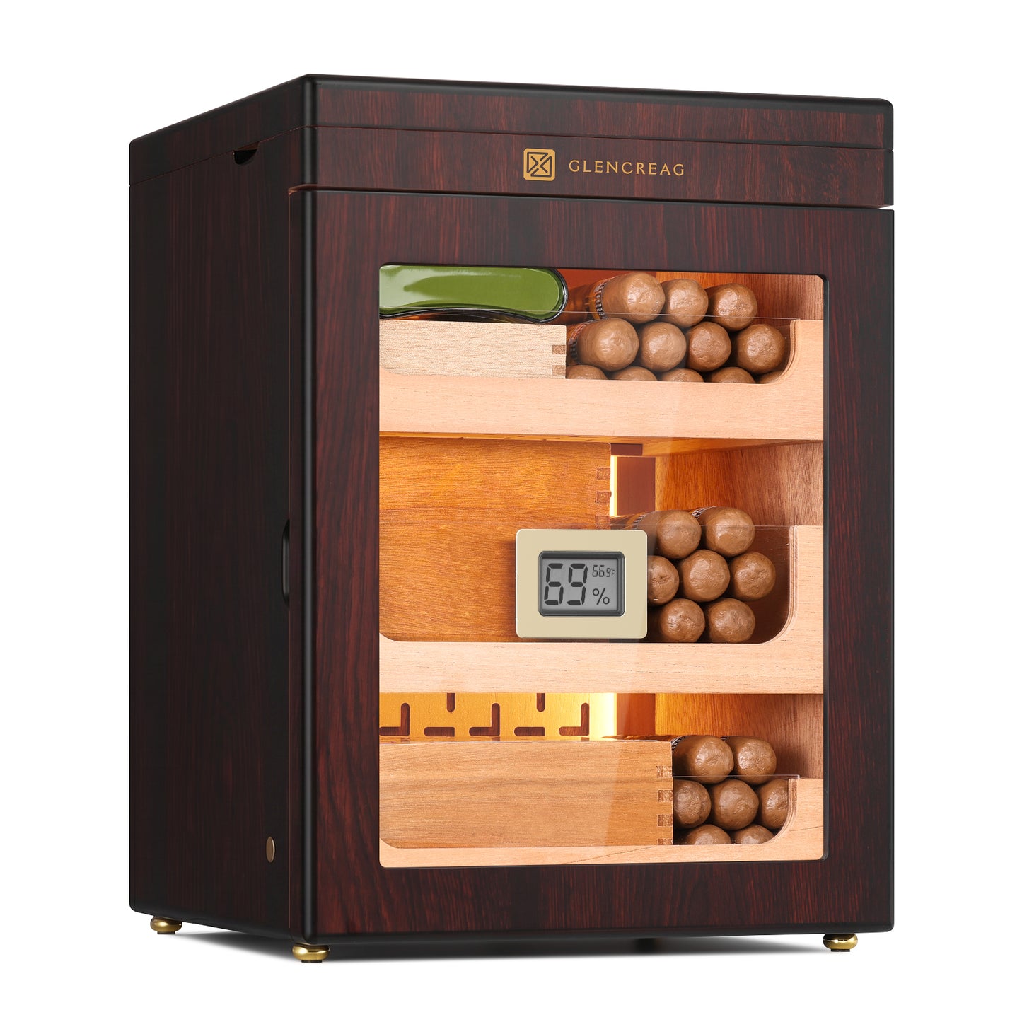 M26F-T Classic Spanish Cedar Humidor Cabinet with Top Storage, 150 Counts