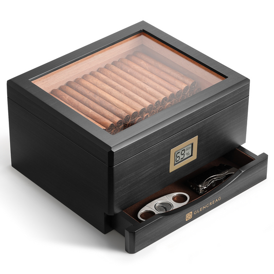 MMT-3041 Classic Cigar Humidor Box, 55 Counts (Ebony)