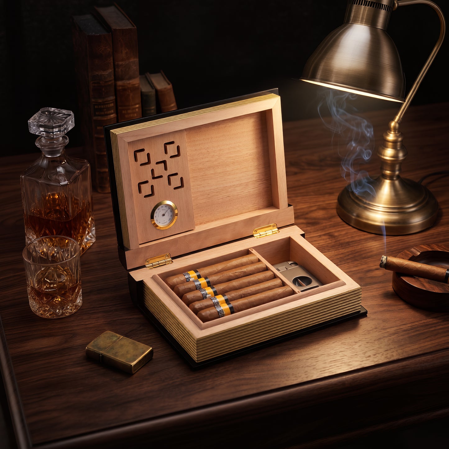 L26S Book-style Cigar Humidor Box, 10-12 Cigars