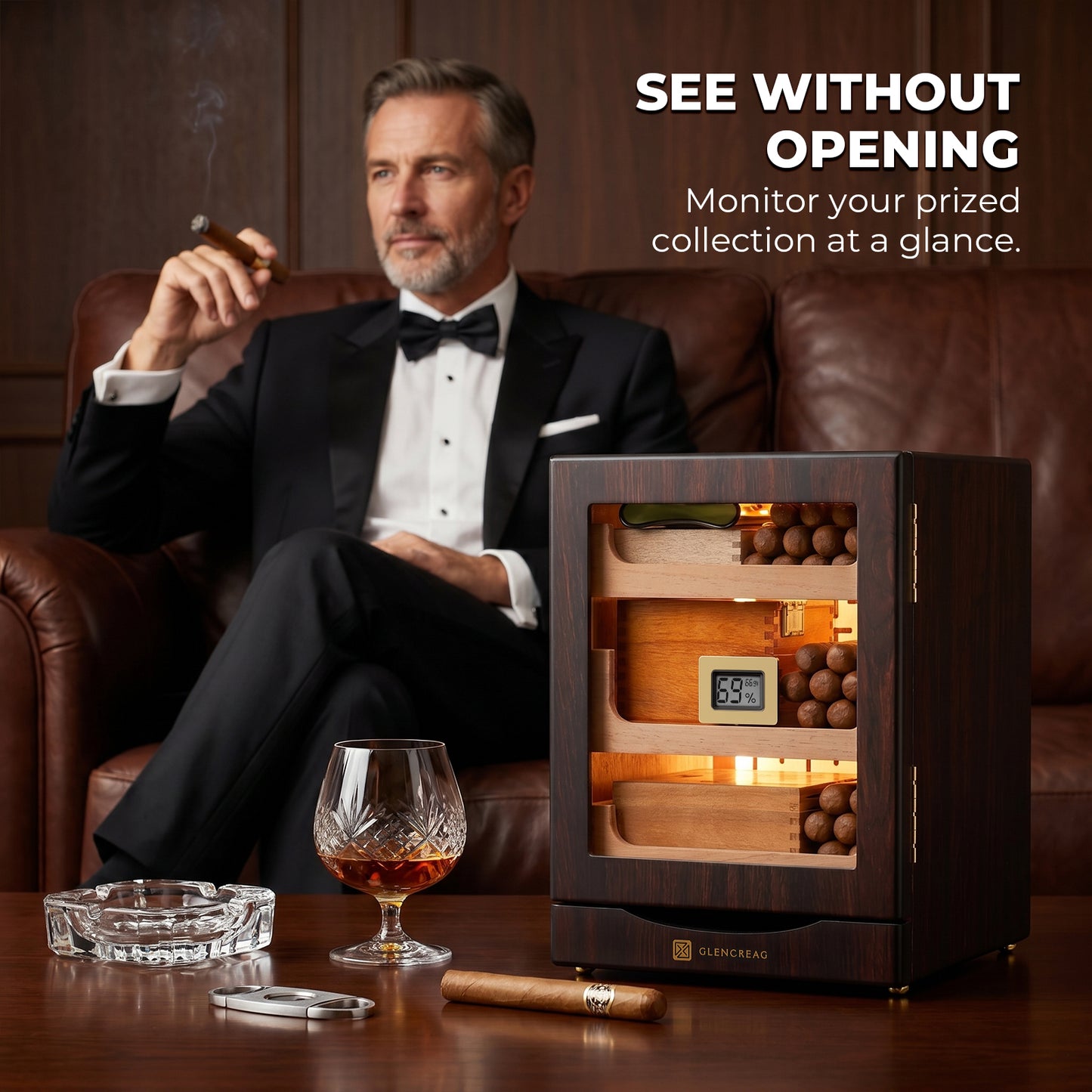 M26F-B Classic Cigar Humidor Cabinet with Bottom Drawer, 150 Counts [Coming Soon!]