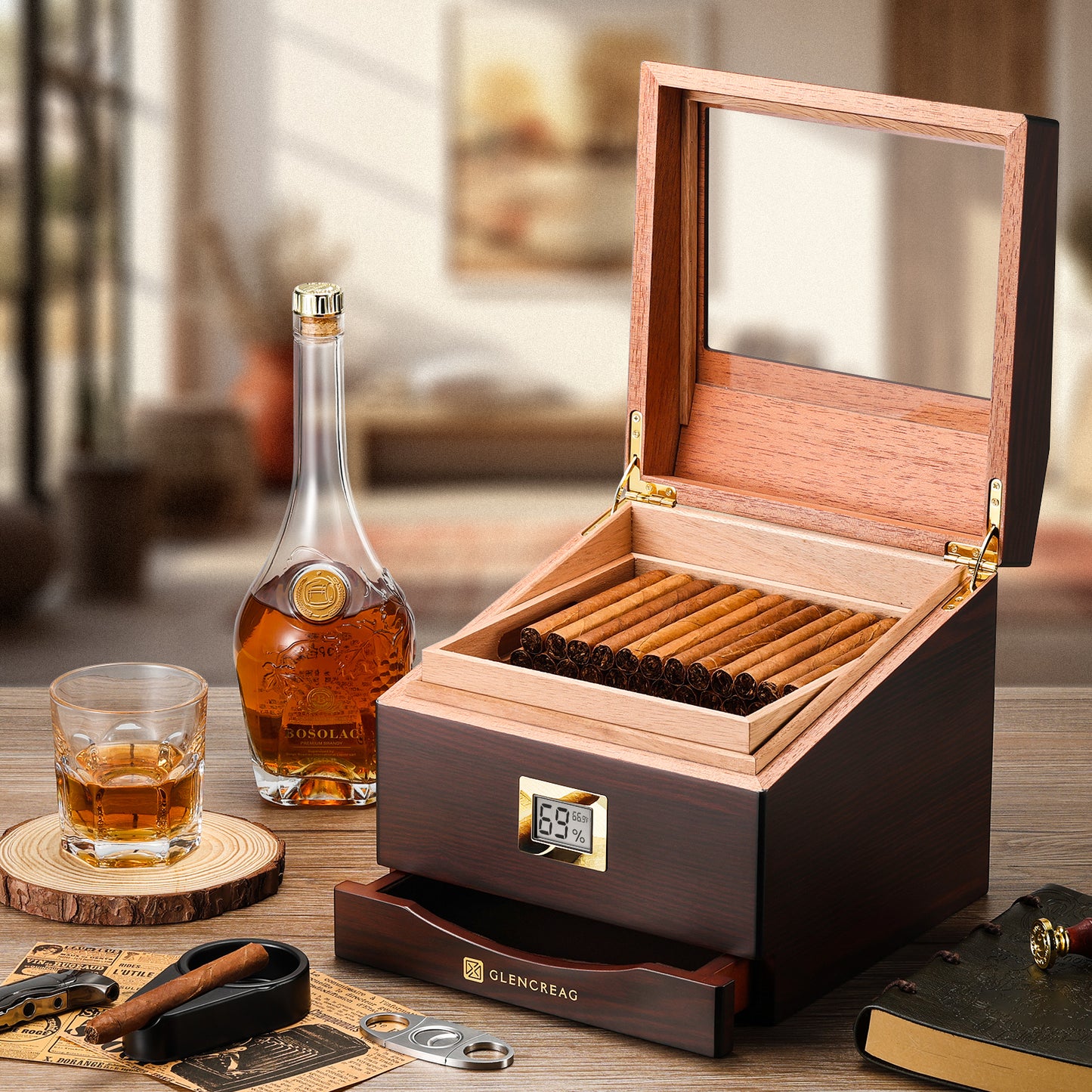 FT-2042 Classic Cigar Humidor Box, 85 Counts