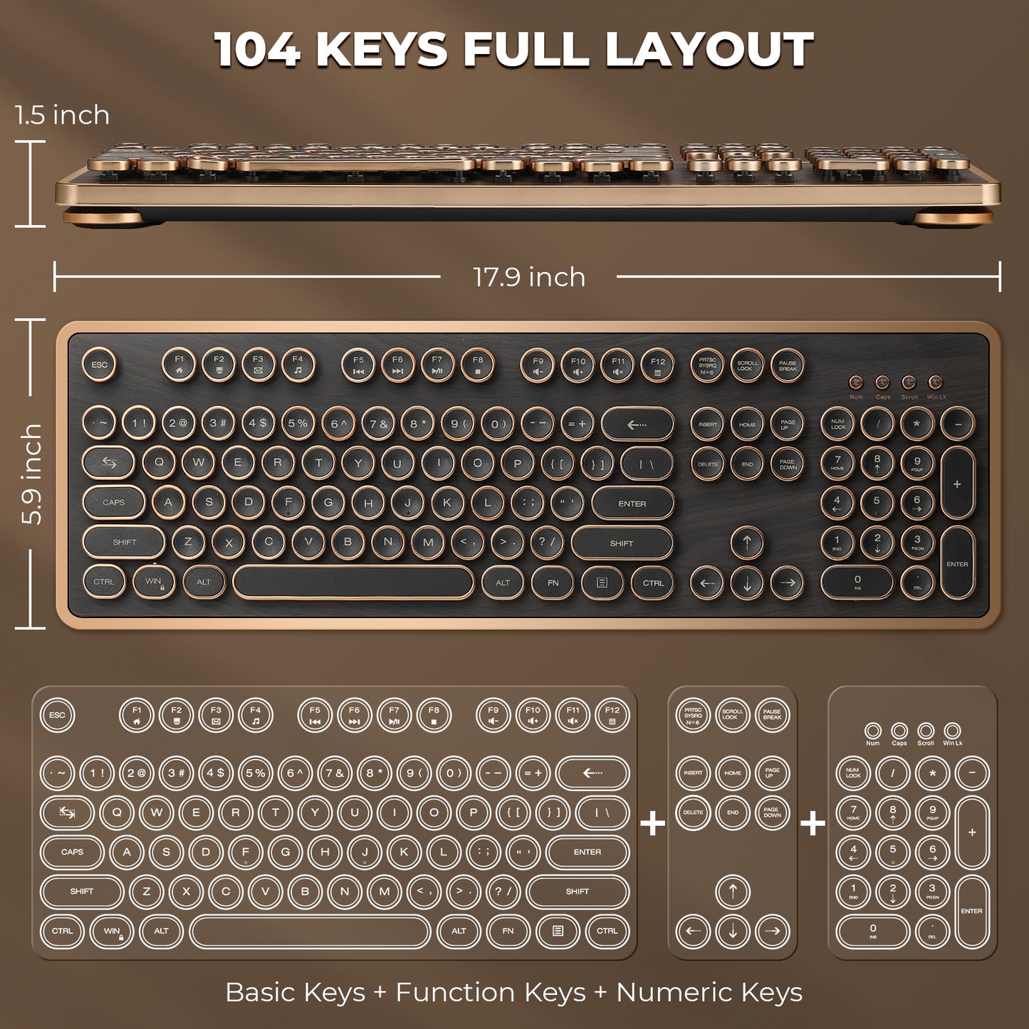 RK104 Wired Retro Mechanical Keyboard