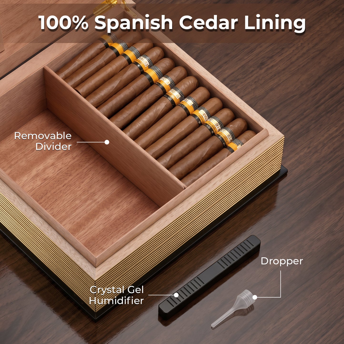 L26L Book-style Spanish Cedar Humidor Box, 80 Counts