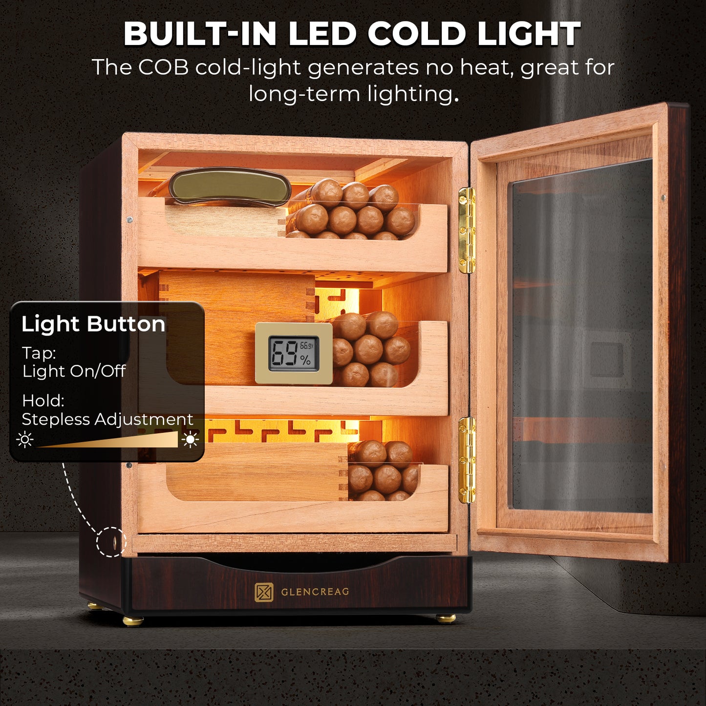 M26F-B Classic Cigar Humidor Cabinet with Bottom Drawer, 150 Counts [Coming Soon!]
