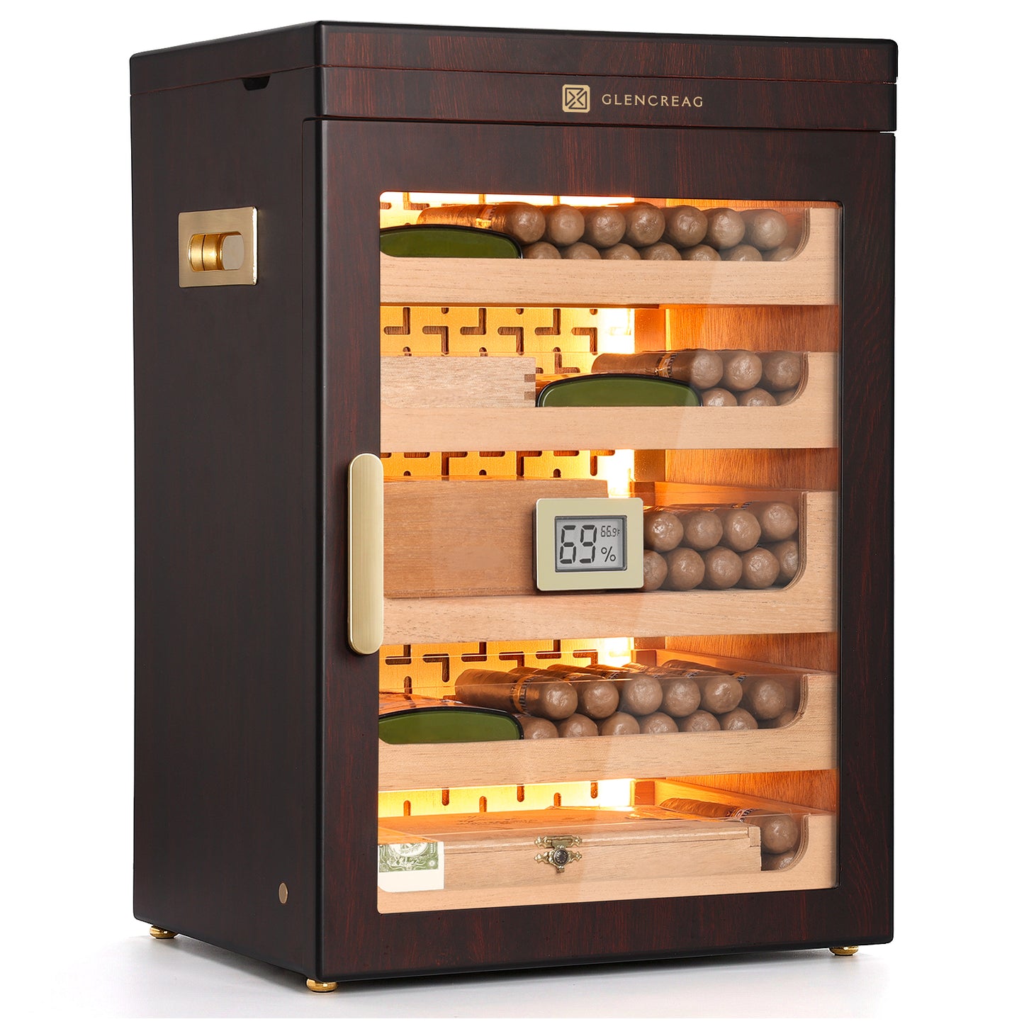 M26FM-T Classic Spanish Cedar Humidor Cabinet with Top Storage, 250 Counts