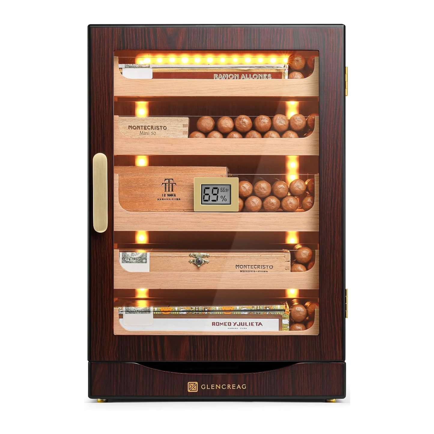 MET-1031PM Spanish Cedar Humidor Cabinet with LED Lights, 250 Counts