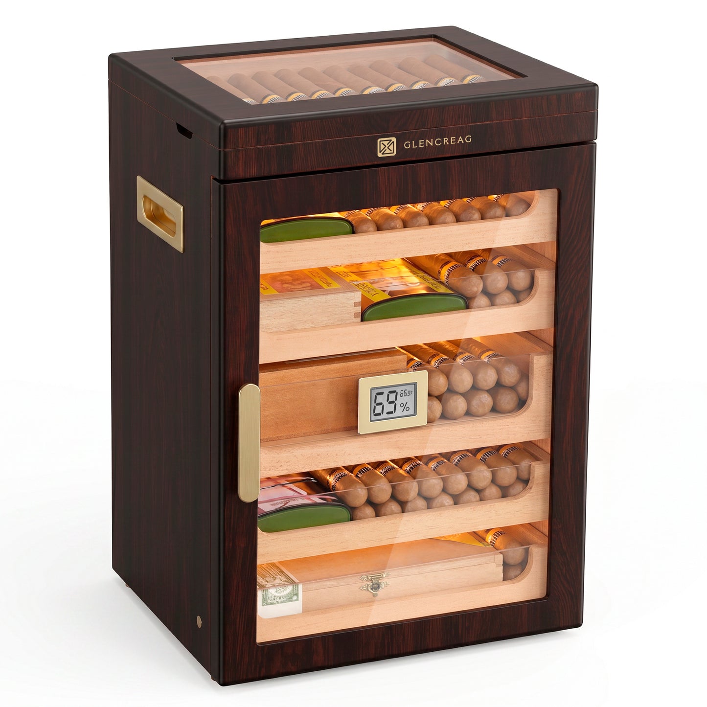 M26FM-T Classic Spanish Cedar Humidor Cabinet with Top Storage, 250 Counts