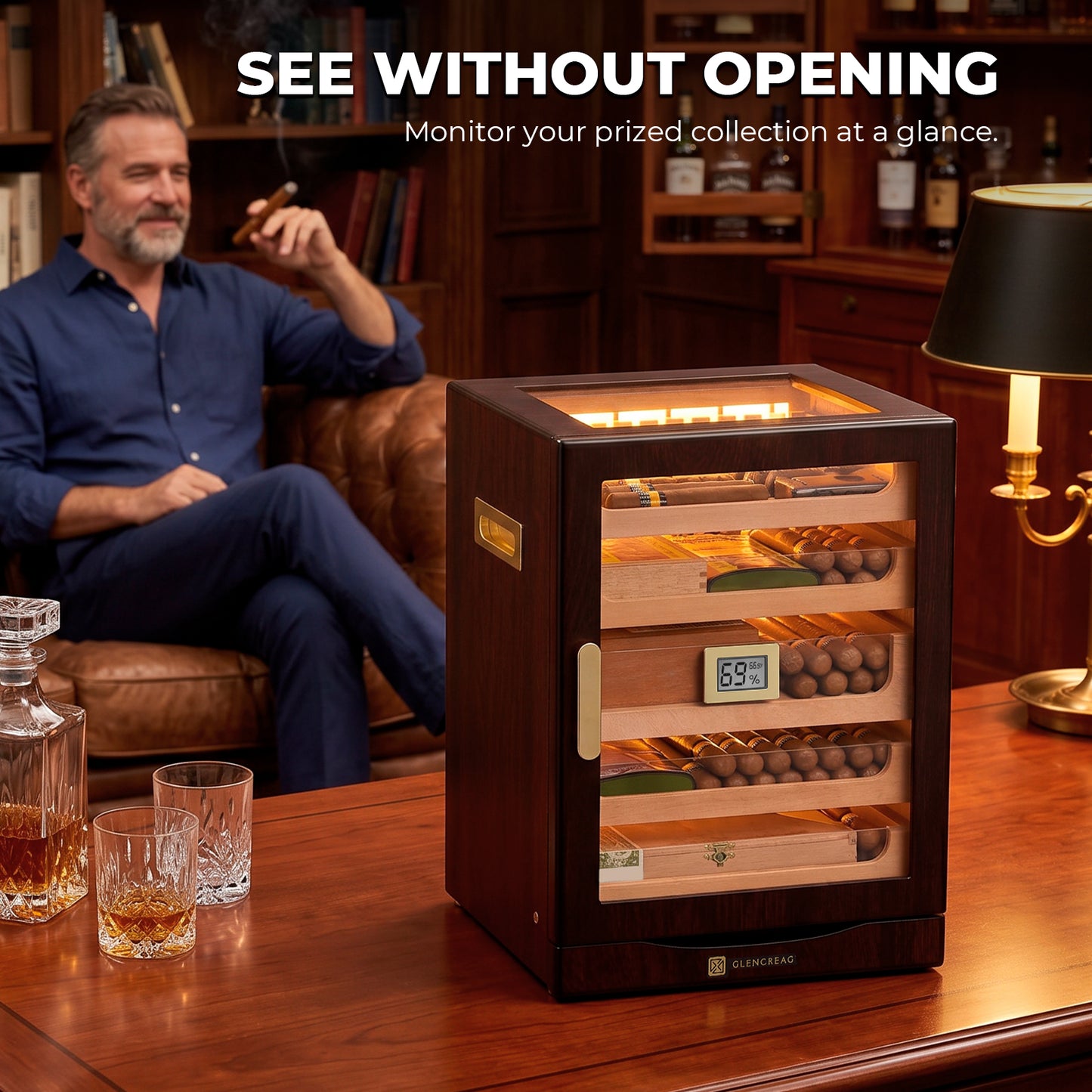 M26FM-B Classic Cigar Humidor Cabinet with Bottom Drawer, 250 Counts