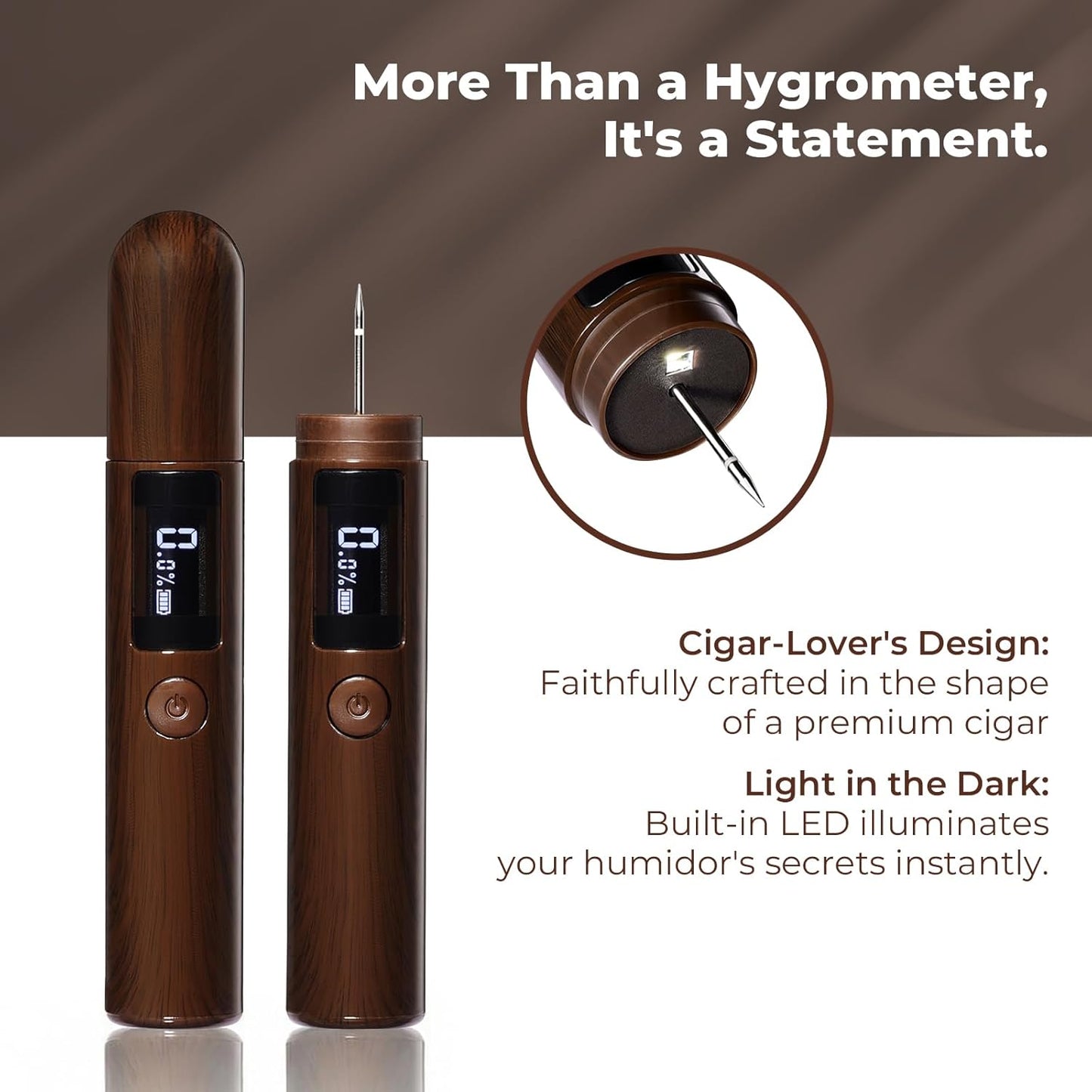 Cigar-Shaped Digital Humidity Tester for Cigars