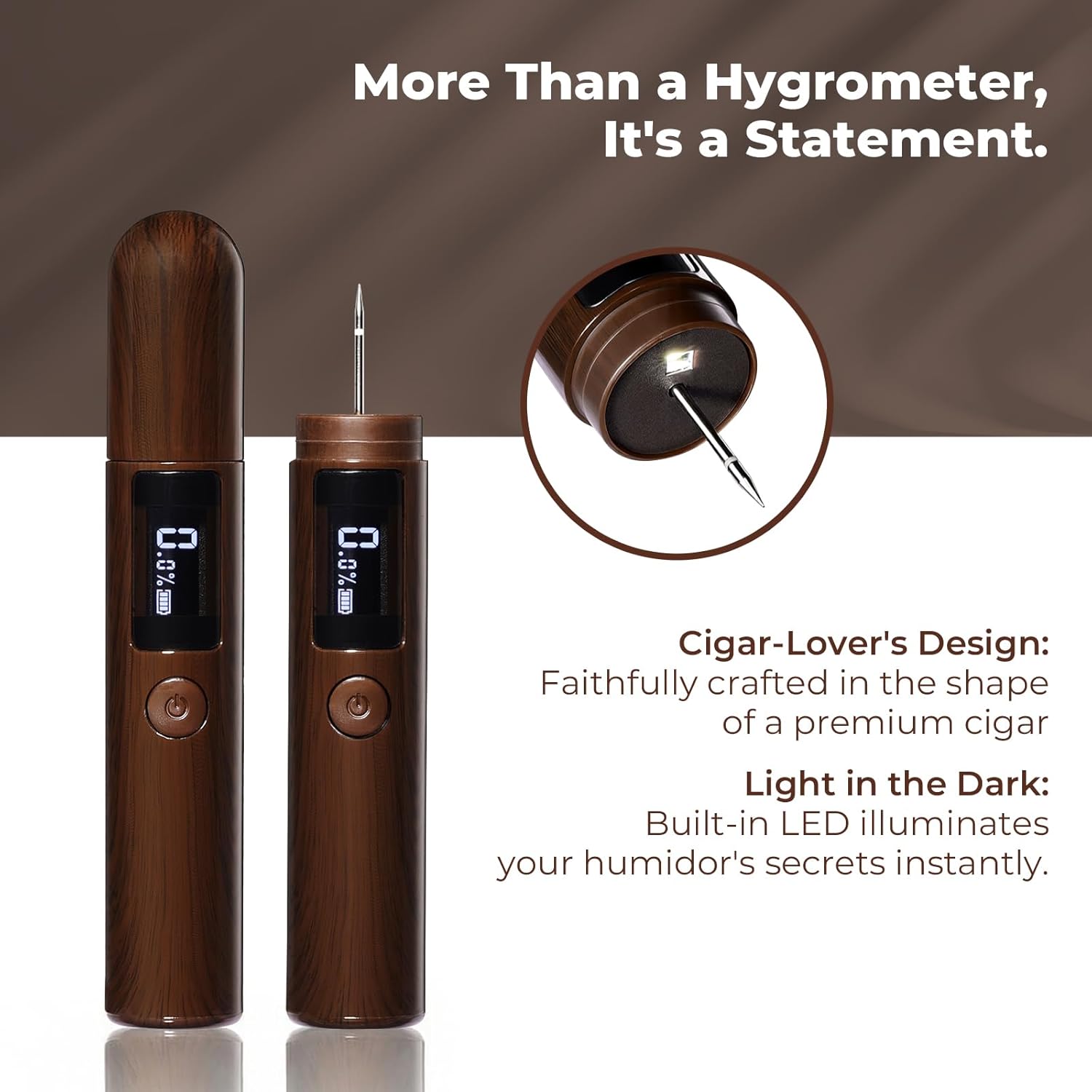 GH70 Cigar-Shaped Digital Humidity Tester for Cigars GLENCREAG GH70 Cigar-Shaped Digital Humidity Tester for Cigars GLENCREAG