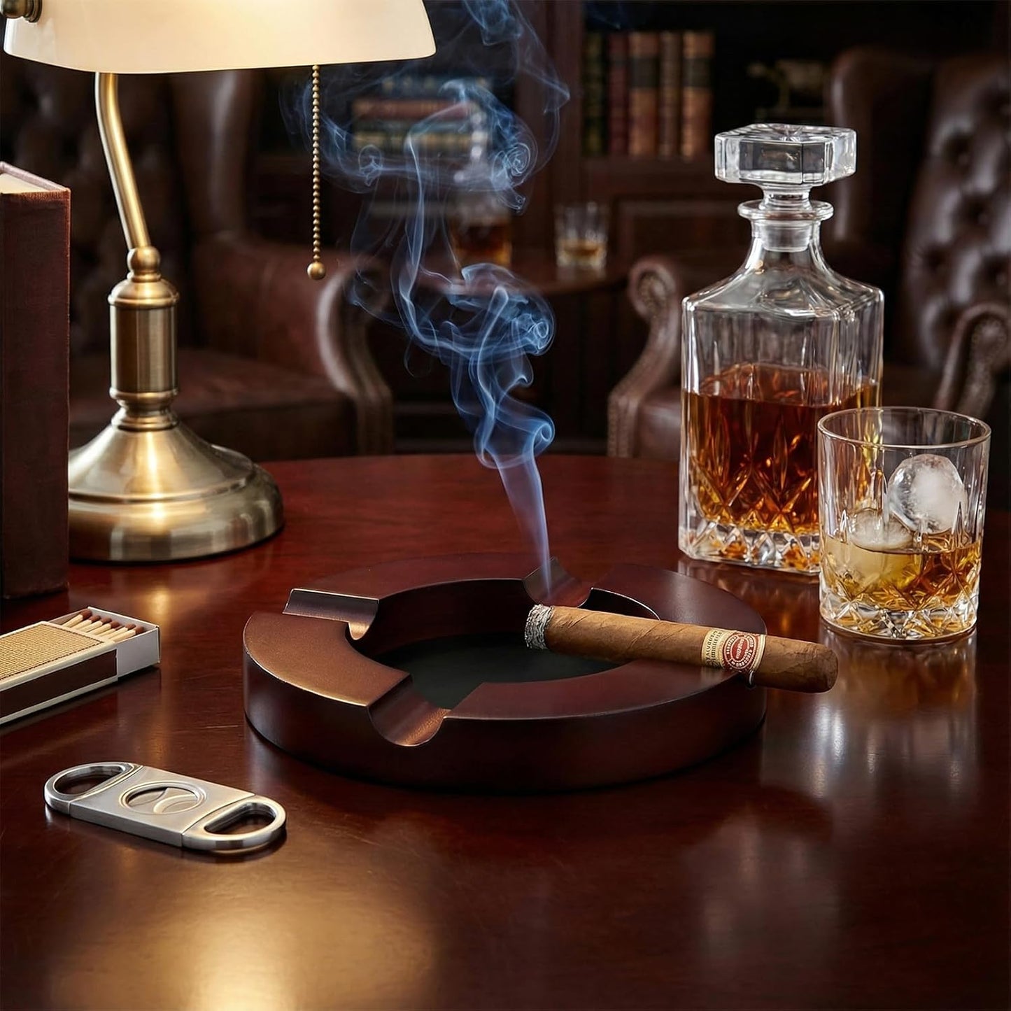 Cigar Ashtray with 4-Slot Holders