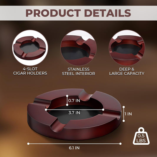 Product details of GLENCREAG cigar ashtray with features and measurements