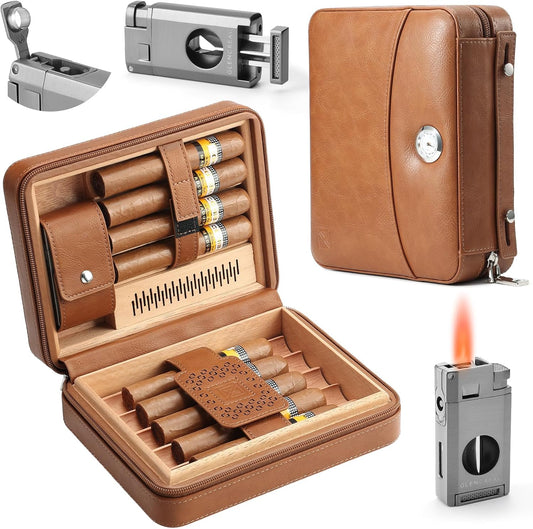 PR-5041 Portable Travel Cigar Humidor Case, 9 Cigars