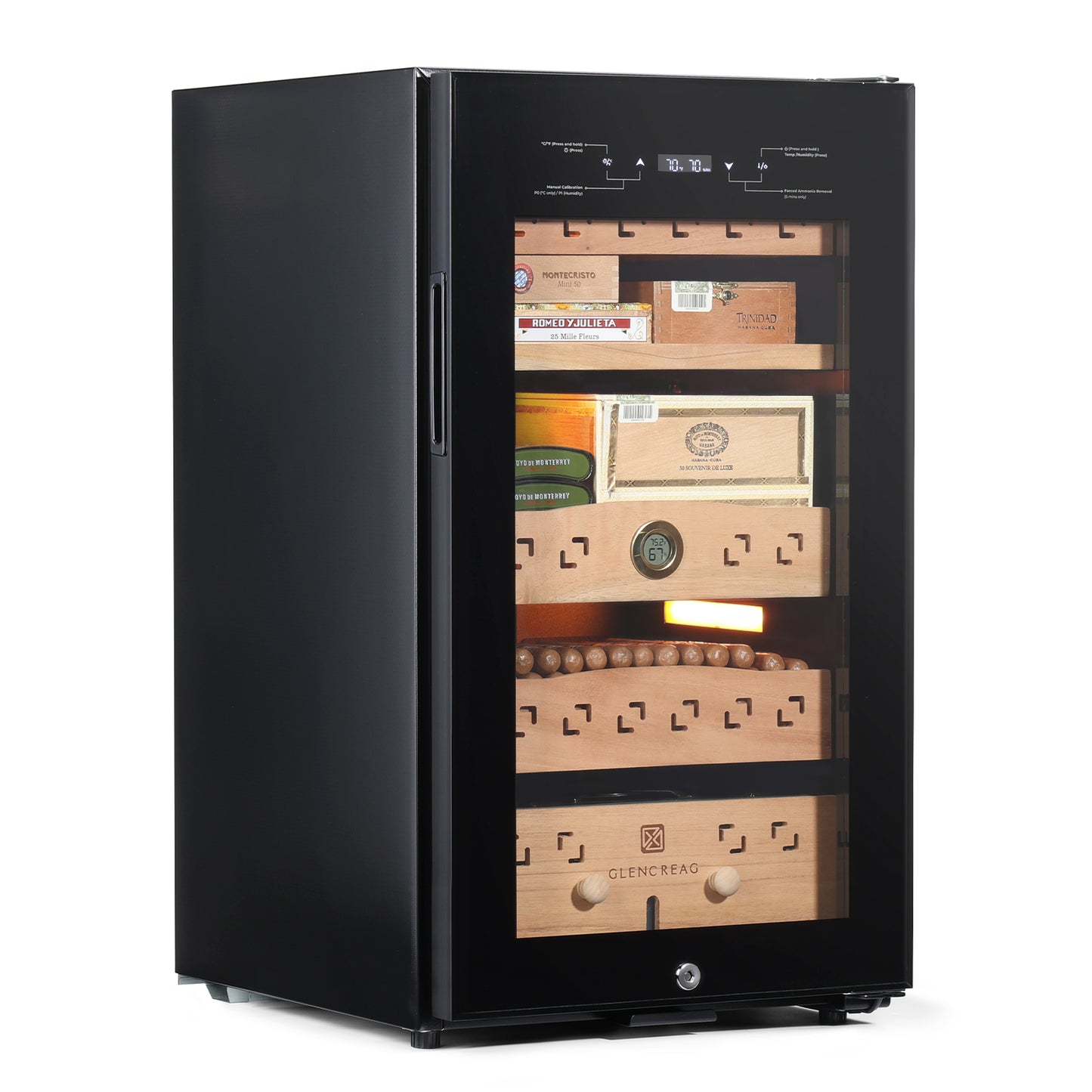 Electric Cigar Humidor Cabinet with Compressor Cooling, 900 Counts