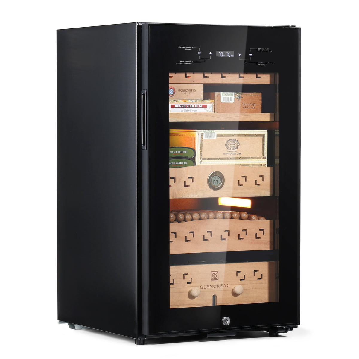 CM80D Electric Cigar Humidor Cabinet with wooden shelves