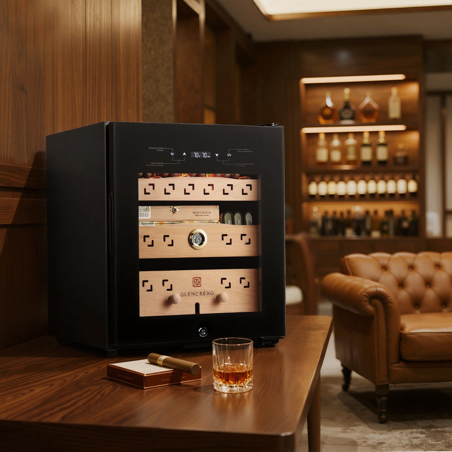 Electric Cigar Humidor Cabinet with Compressor Cooling, 550 Counts