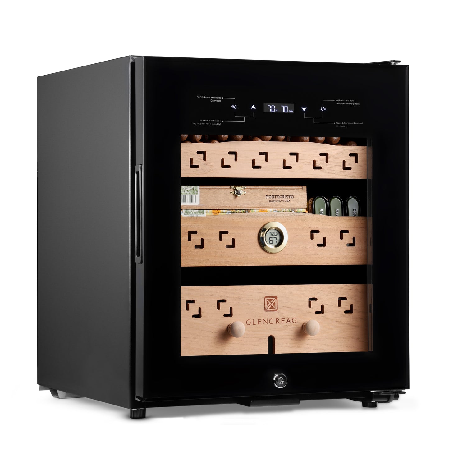 Electric Cigar Humidor Cabinet with Compressor Cooling, 550 Counts