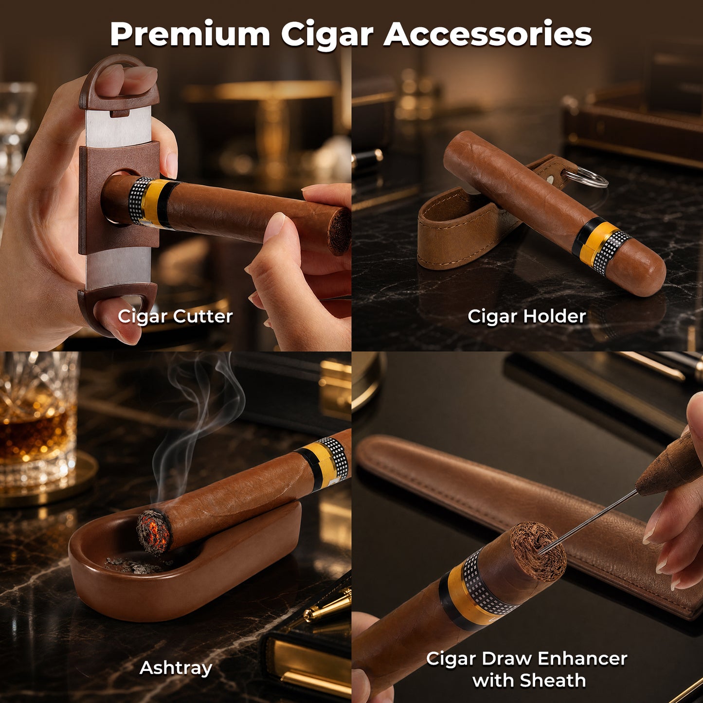 PR-5041 Portable Travel Leather Humidor Case, 7 Counts [Upgraded Version!]