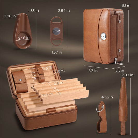 PR-5041 Portable Travel Leather Humidor Case, 11 Counts [PRE-ORDER!]