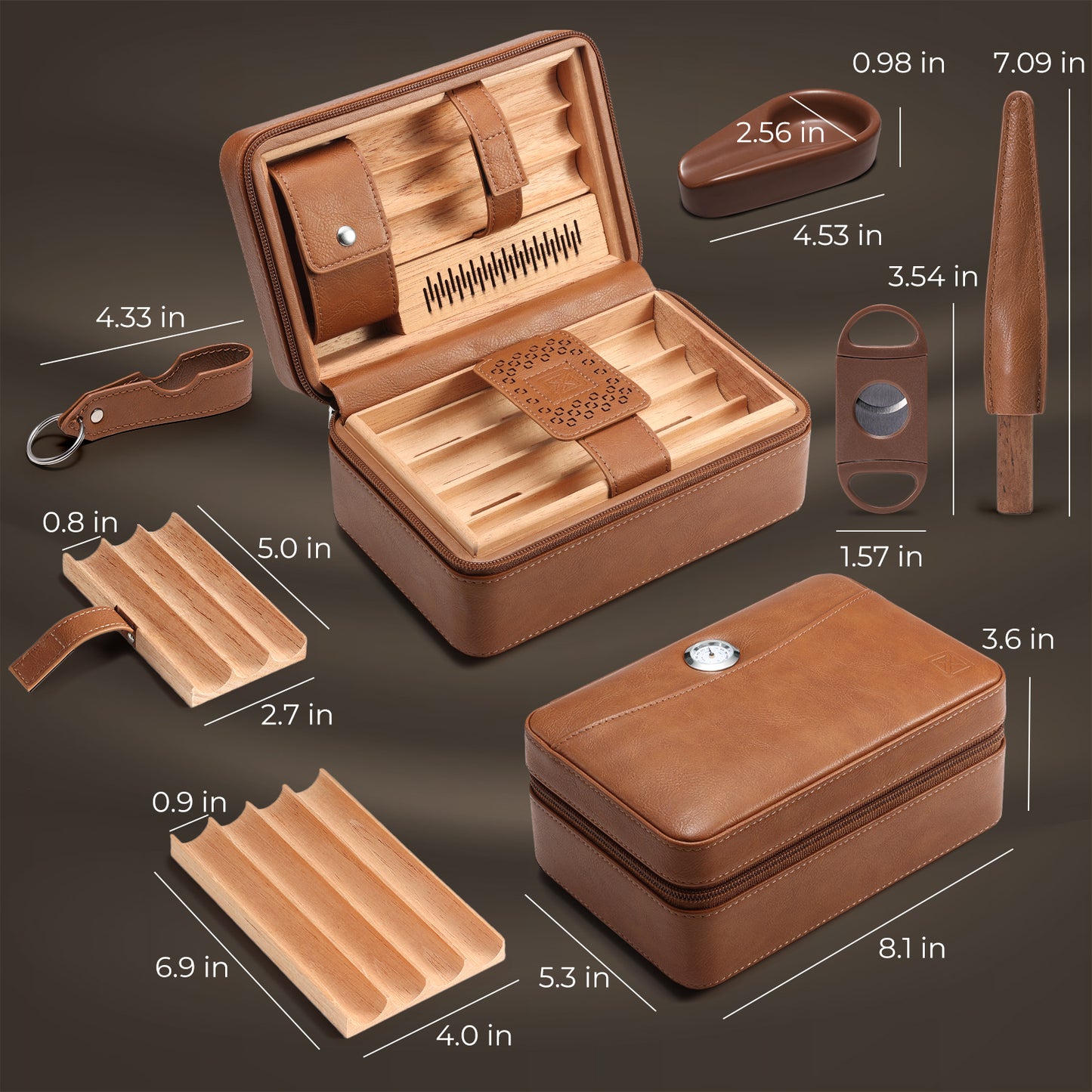 PR-5041 Portable Travel Leather Humidor Case, 11 Counts [PRE-ORDER!]