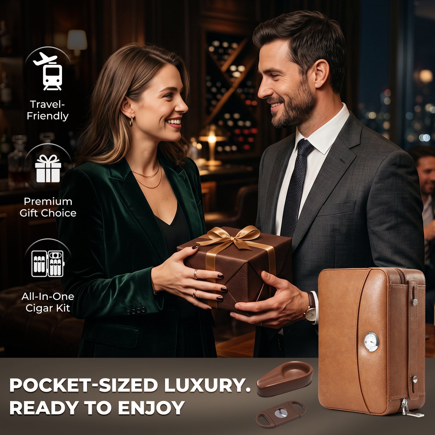 PR-5041 Portable Travel Leather Humidor Case, 11 Counts [PRE-ORDER!]